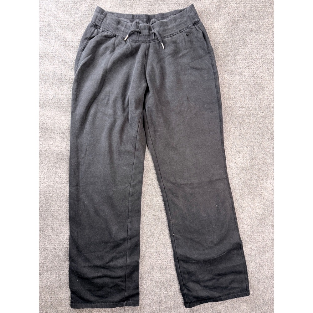 Nike Womens Medium Black Fleece Sweatpants Wide Leg Drawstring Joggers Athletic